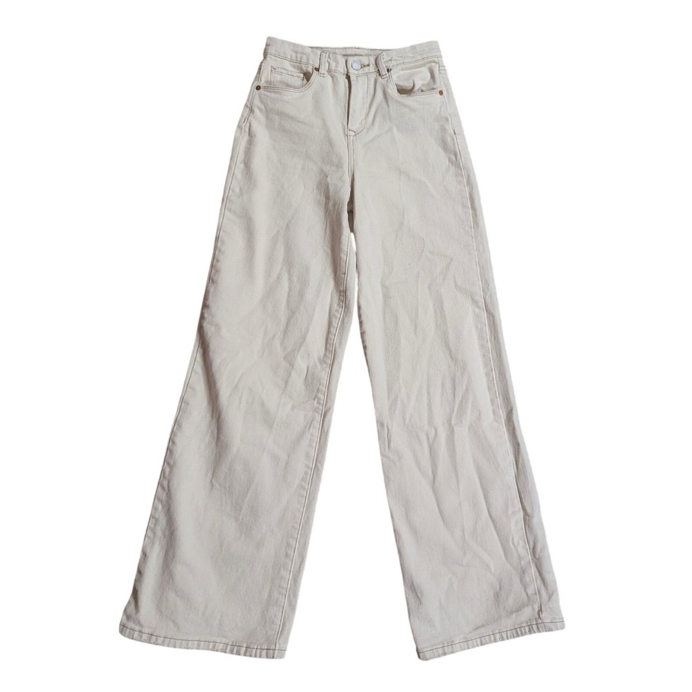 Blank NYC Wide Leg Flare Jeans in Light Cream